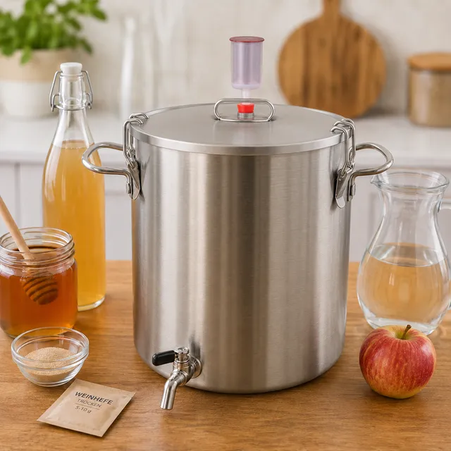 Bienenwagner Edelstahl Gärbehälter 35 Liter Met 8-teilig