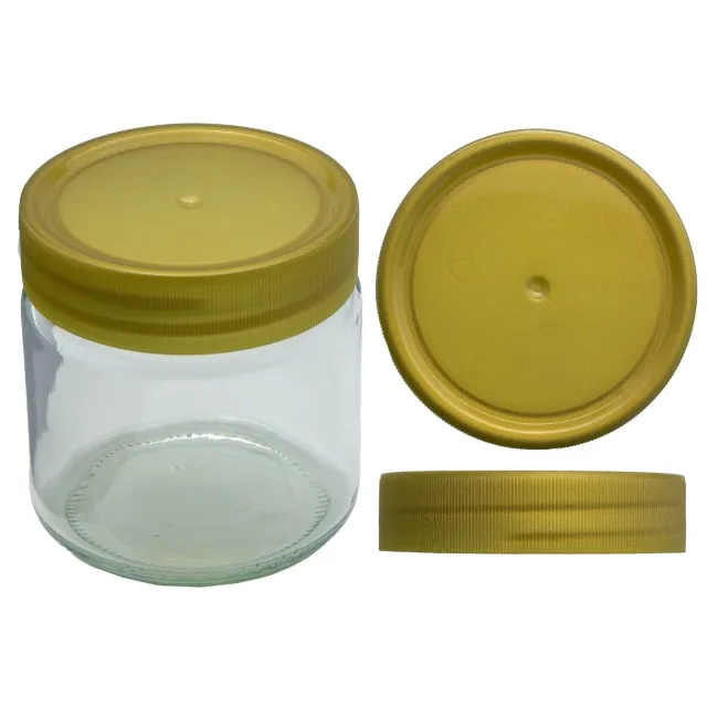 Imkado Neutrales Honigglas mit Kunststoffdeckel 12er Karton