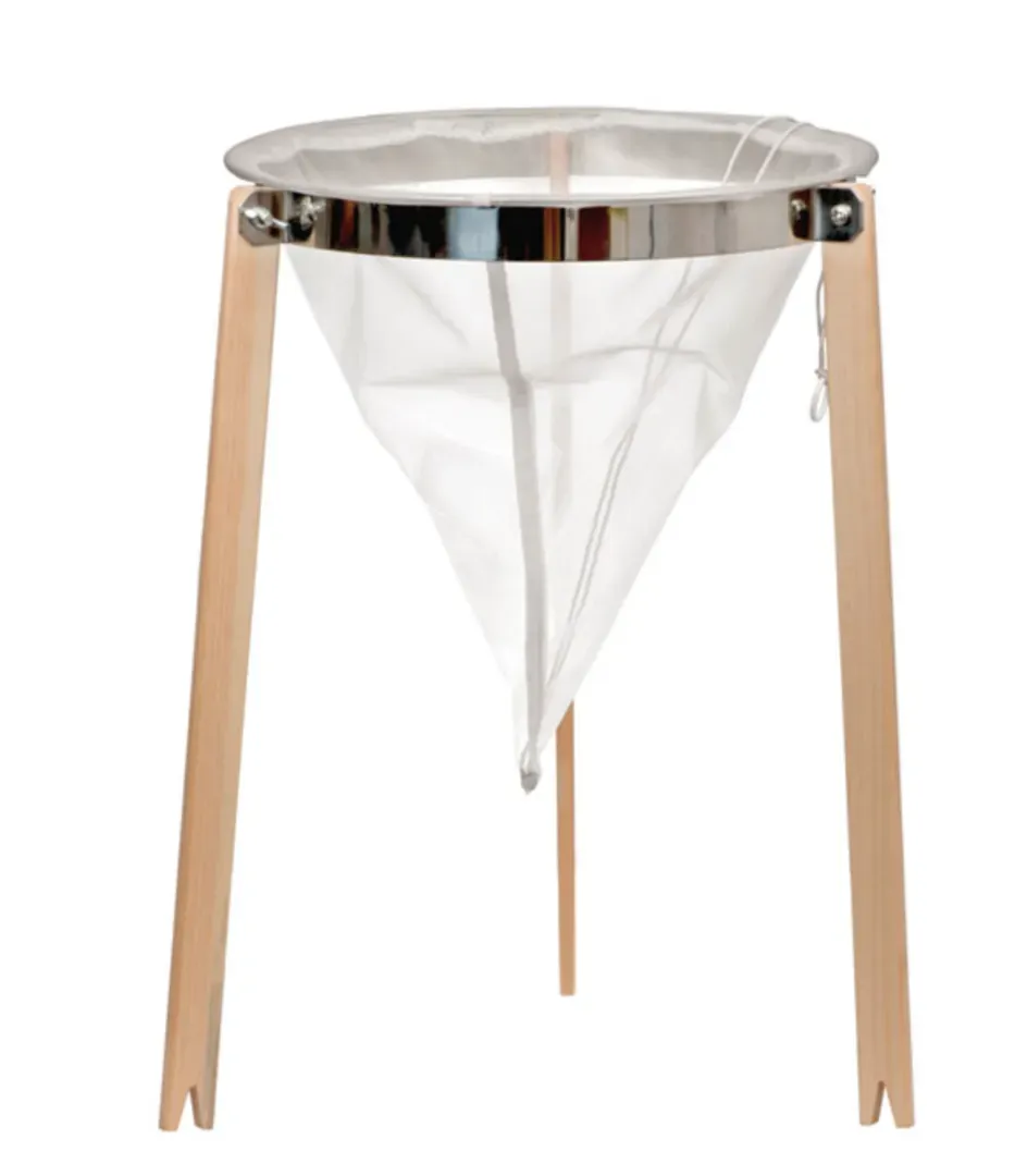 Bienenwagner Dreibeinständer für Spitzsieb, 32 cm, Edelstahl und Holz