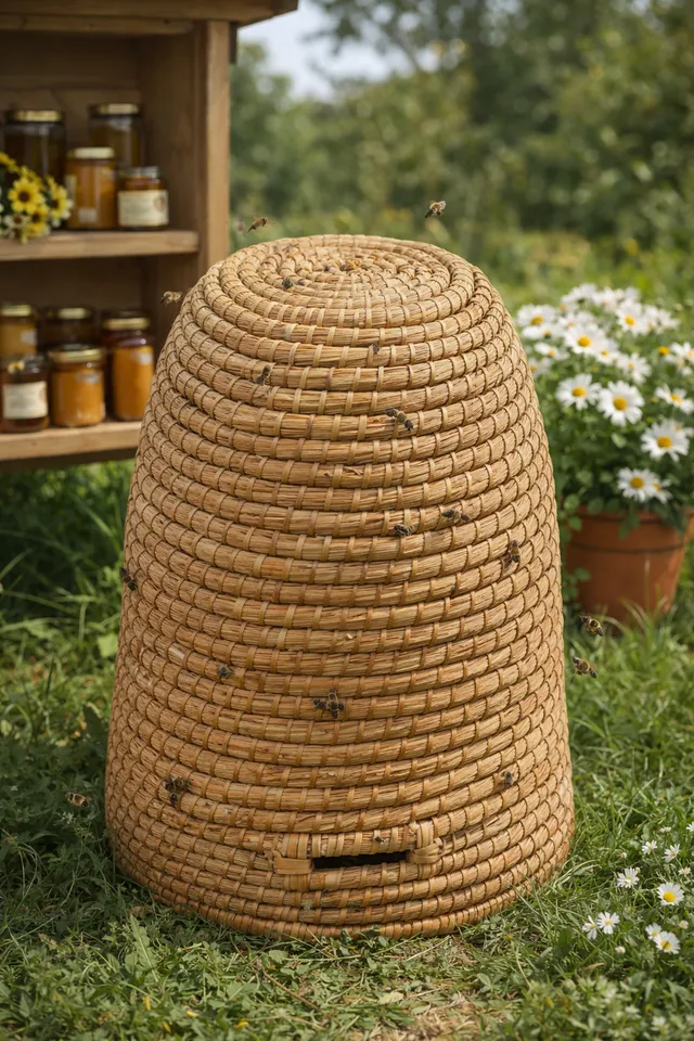 Bienenwagner Bienenkorb Stroh 40 cm handgemacht Fairtrade Deko