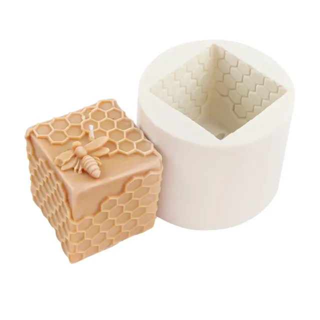 Bienenwagner Kerzengießform Silikon Biene Wabe 6cm Würfel