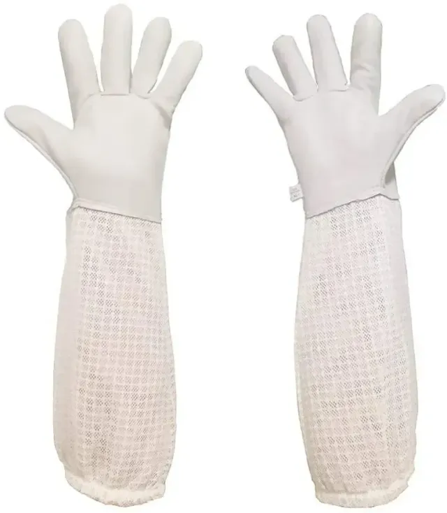 Bienenwagner Imkerhandschuhe Schafleder Netzgewebe weiß