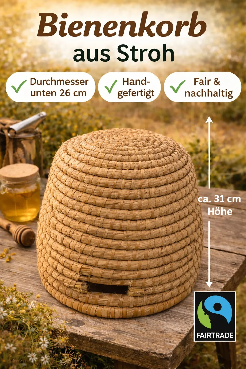 Bienenwagner Bienenkorb Stroh Handarbeit