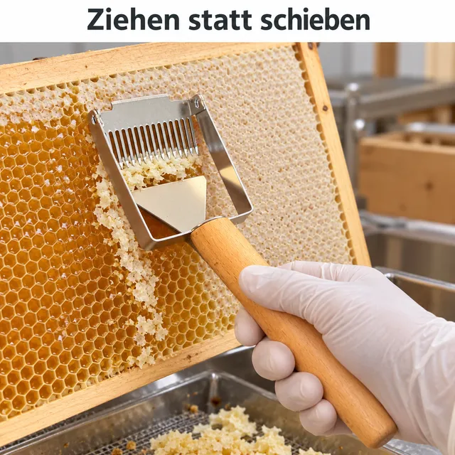Bienenwagner Entdeckelungsgabel Zug Holzgriff Edelstahl
