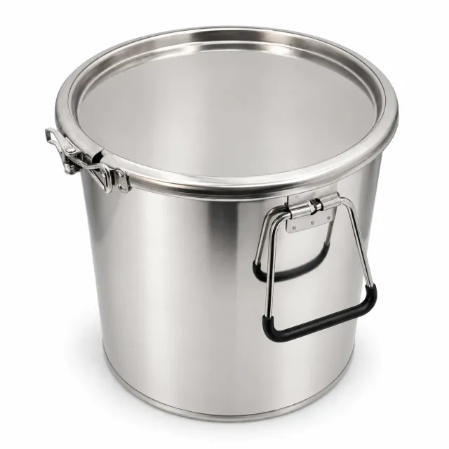 Bienenwagner Honigeimer 20 l Edelstahl mit Deckel und Spannring