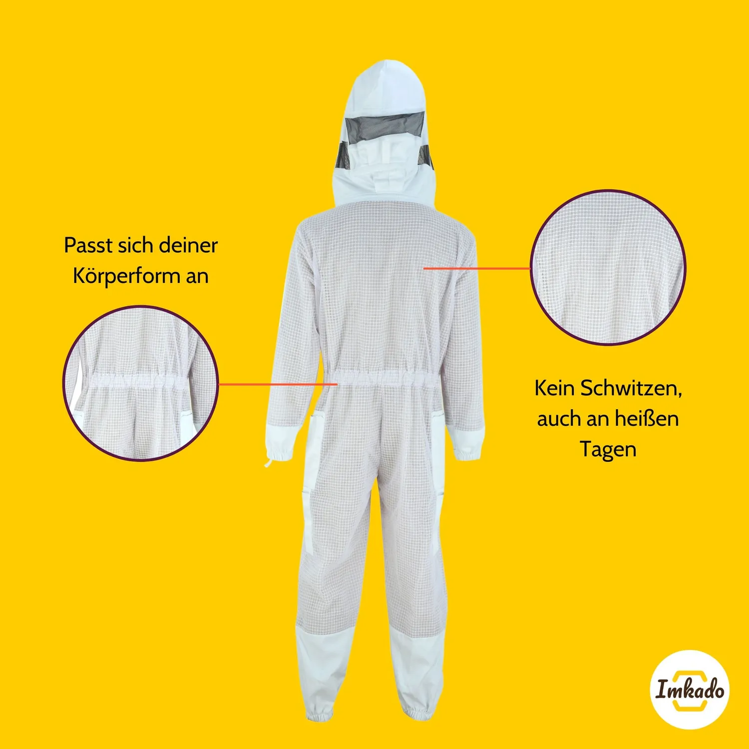 Imkado Atmungsaktiver Imkeranzug mit Nylon-Netzgewebe