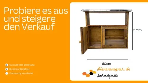 Bienenwagner Honig-Verkaufsregal Selbstbedienung Holz mit Kasse futterfertig
