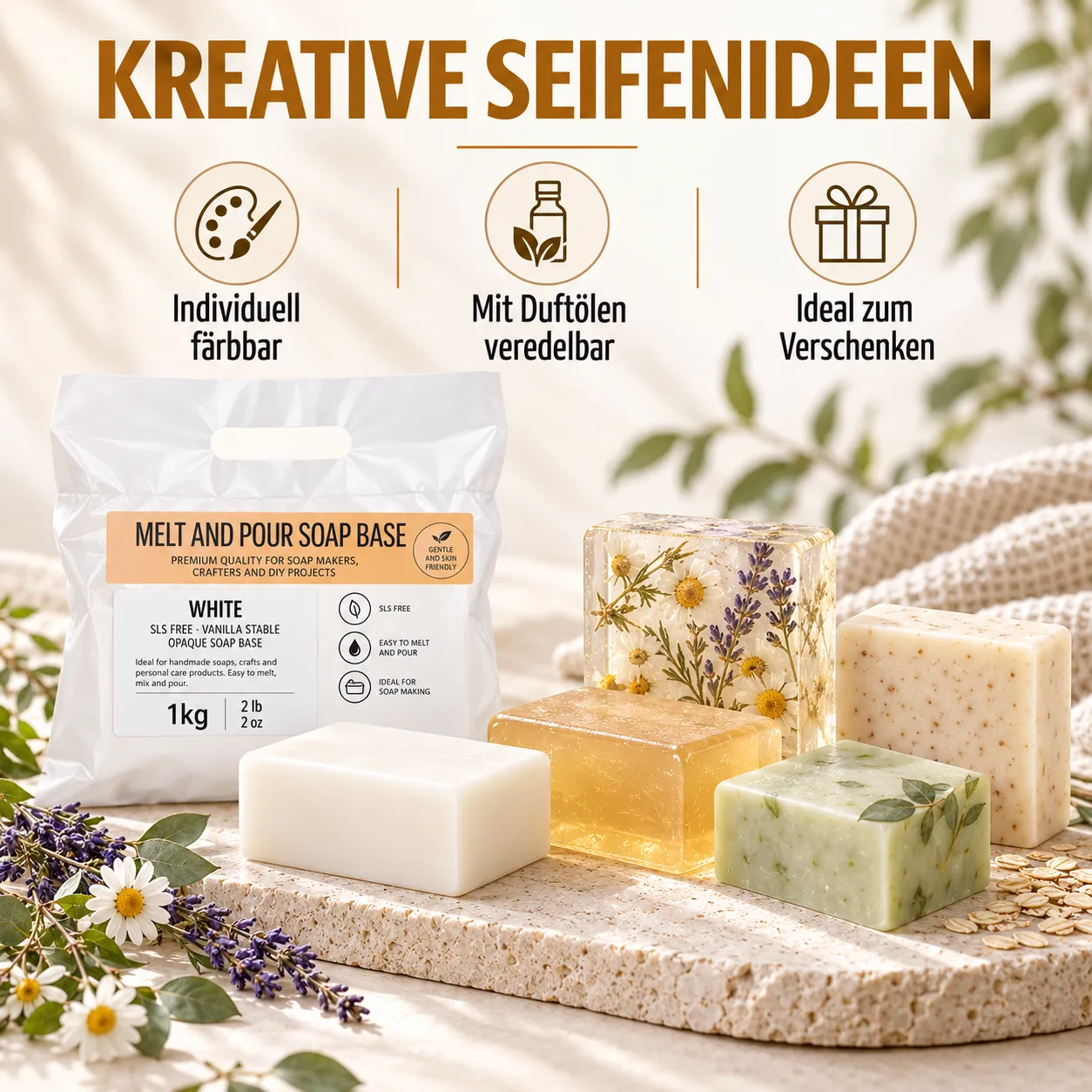 Bienenwagner Weiße Seifenbasis Gießseife 1 kg vegan